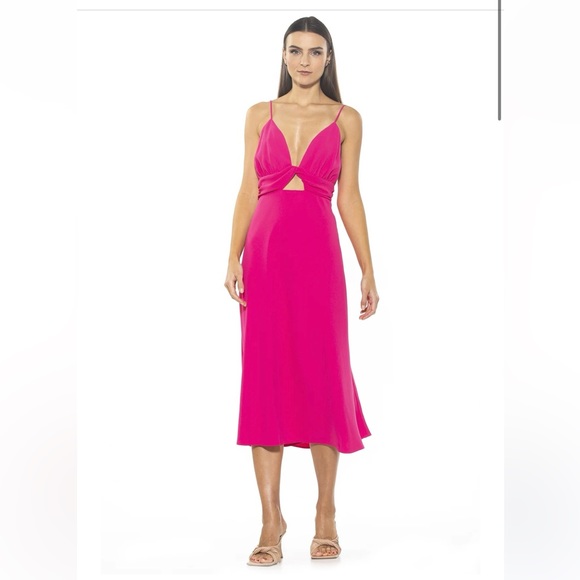 Alexia Admor • Camila midi dress hot pink draped cutout - Picture 2 of 4